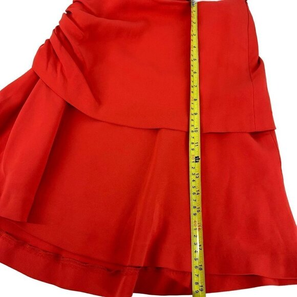 Massimo Dutti Red Ruched Midi Skirt Size 4 | Tiered Flounce Hem - Picture 11 of 14